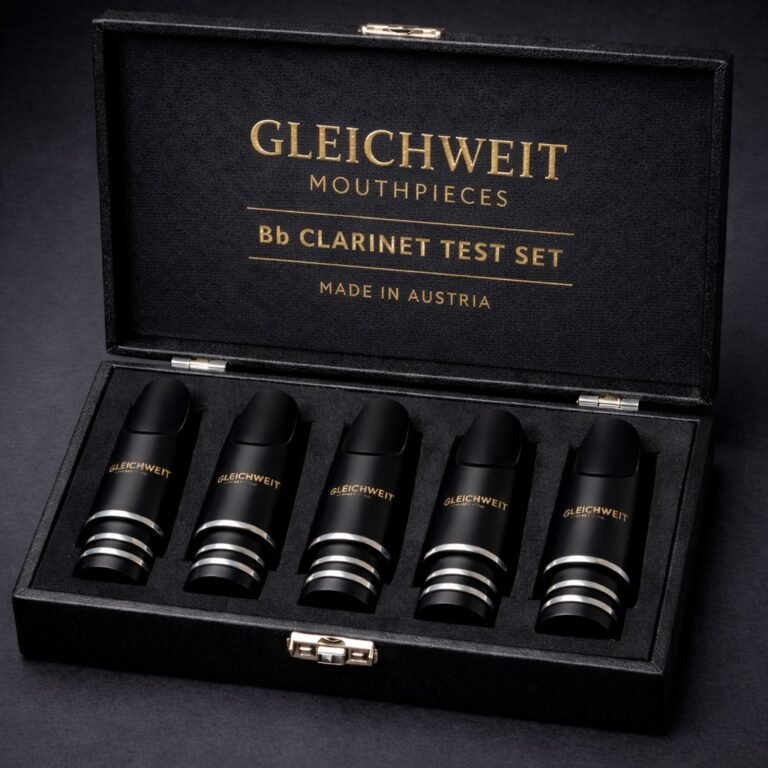 Gleichweit clarinet mouthpiece test box with five Bb mouthpieces