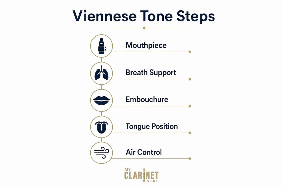Crafting the Viennese Clarinet Sound: A Player's Guide Infographic illustrating steps to create Viennese clarinet tone