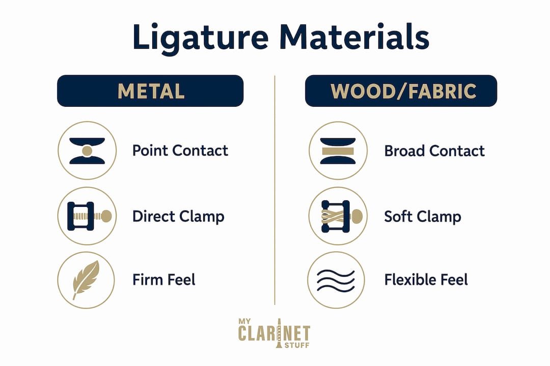 Infographic comparing metal vs wood/fabric ligature materials