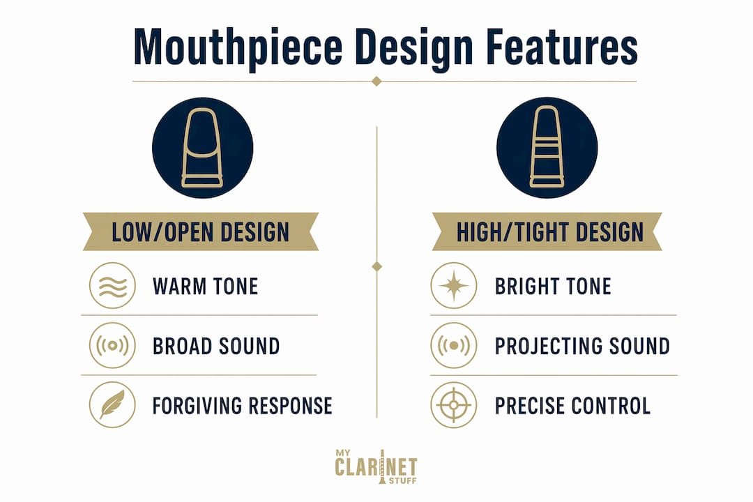Infographic comparing mouthpiece design features