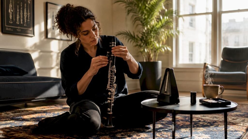 Crafting the Viennese Clarinet Sound: A Player's Guide Clarinet player preparing Viennese clarinet mouthpiece