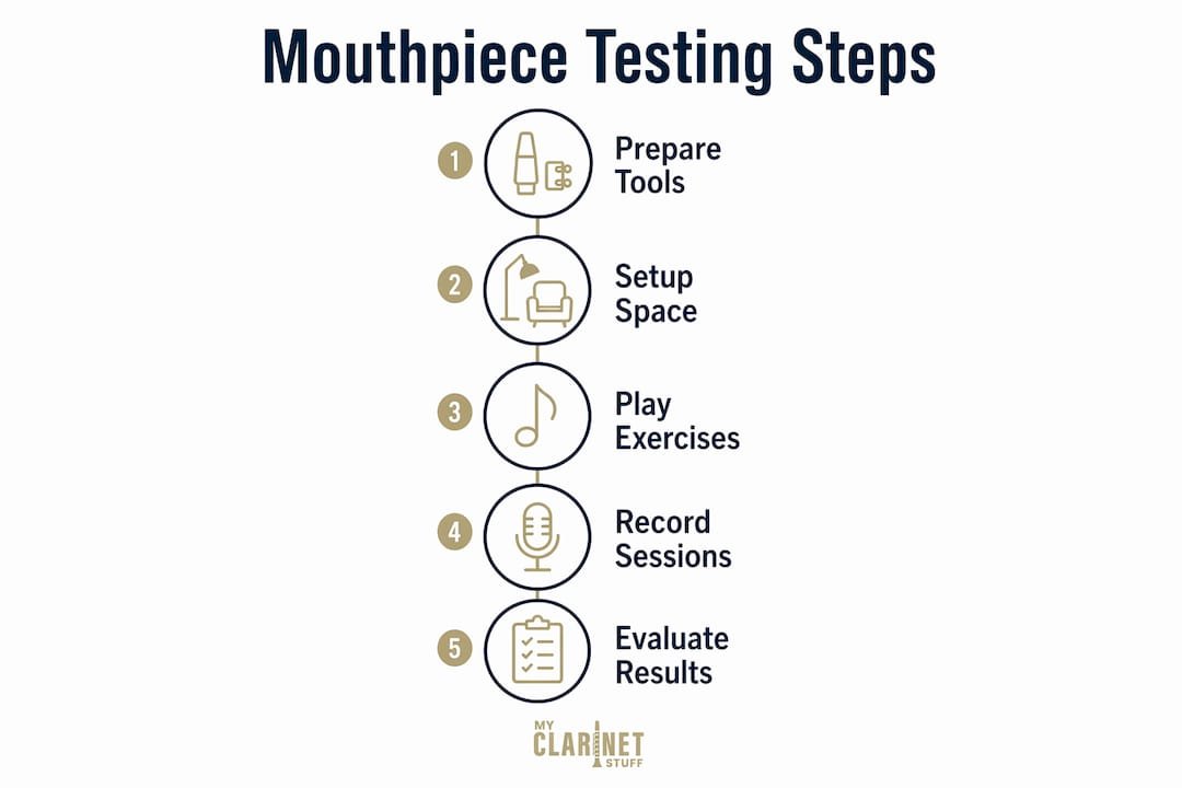 How to Test Mouthpieces at Home: A Practical Guide Infographic illustrating steps to test clarinet mouthpieces at home