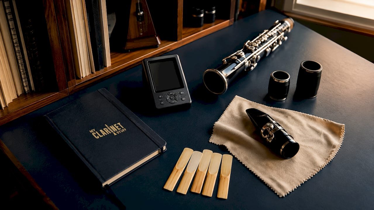 How to Test Mouthpieces at Home: A Practical Guide Clarinet testing tools arranged neatly on wood surface