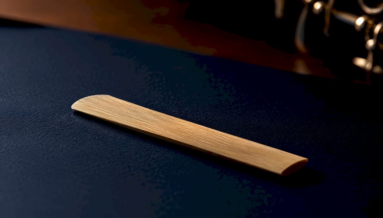 Close-up of clarinet cane reed texture