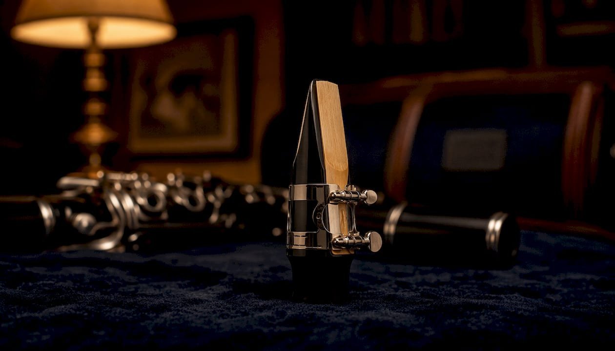 Clarinet mouthpiece with reed and ligature