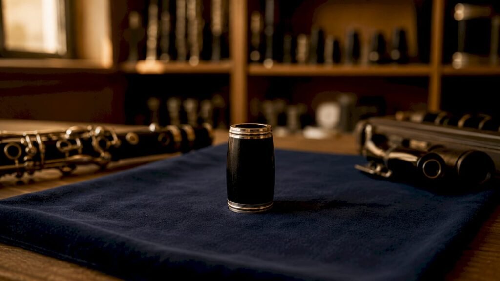 How Custom Barrels Enhance Sound on Clarinet Close-up of clarinet barrel on wooden surface