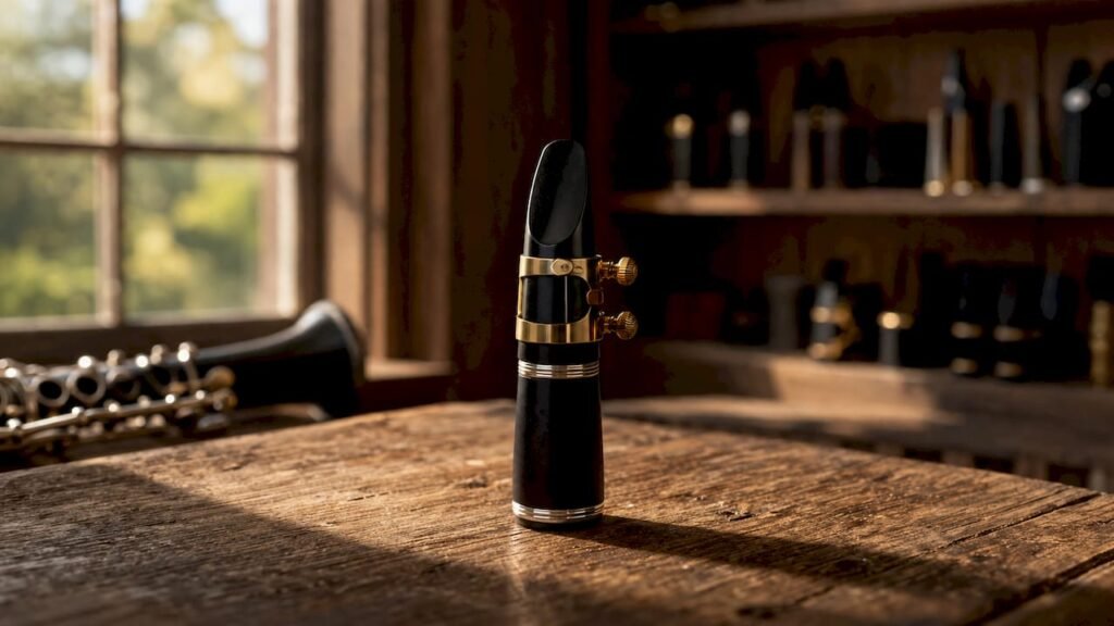 How Barrels Alter Resonance in Your Clarinet Close-up of clarinet barrel and mouthpiece assembly