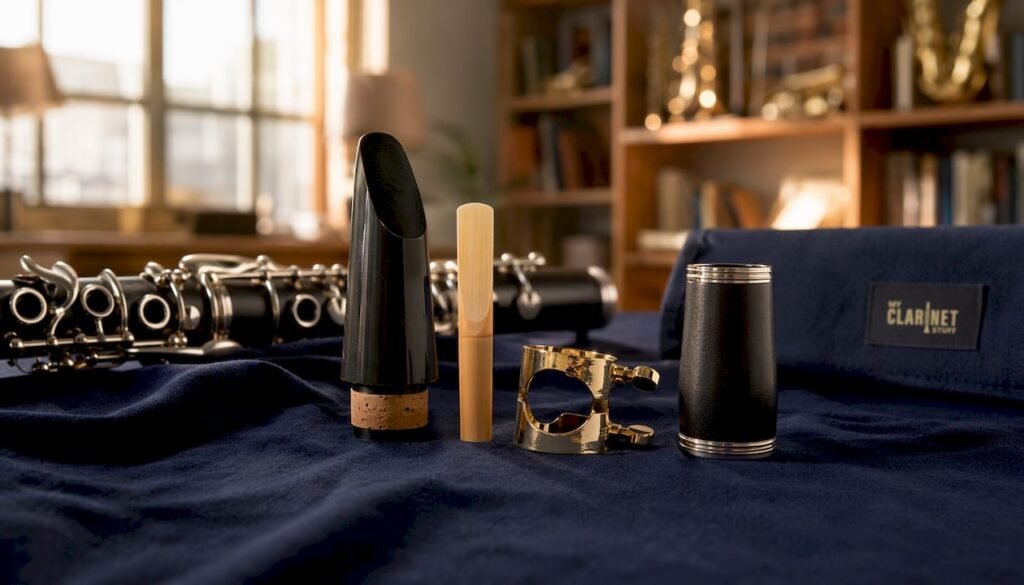Practice Routine for Better Clarinet Tone Clarinet mouthpiece and reed close-up detailed