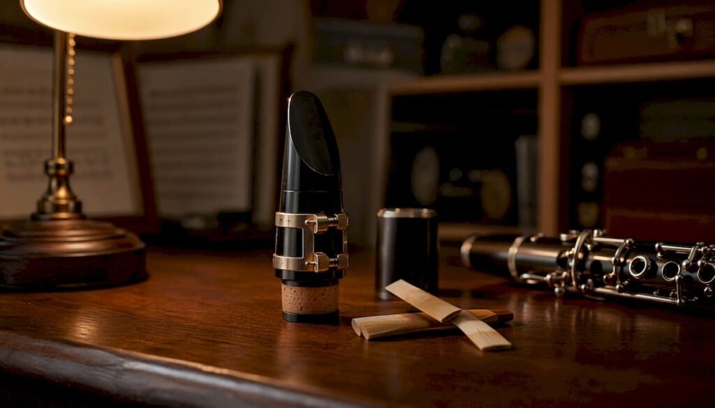 Bass Clarinet in Contemporary Music: Top 10 Uses Bass clarinet mouthpiece and ligature close-up