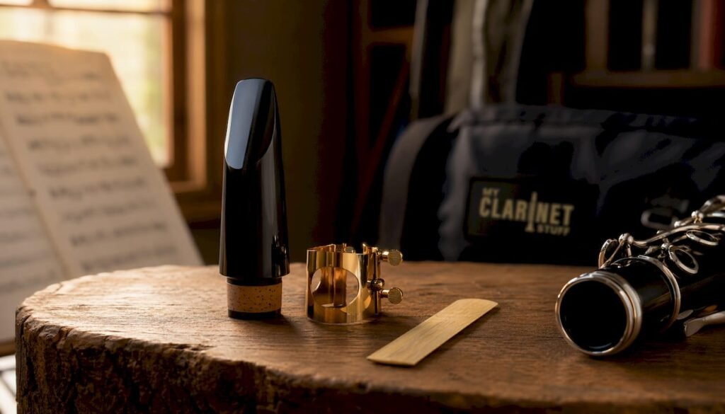 Why Consistent Mouthpiece Matters for Teaching Close-up clarinet mouthpiece and reed arranged elegantly