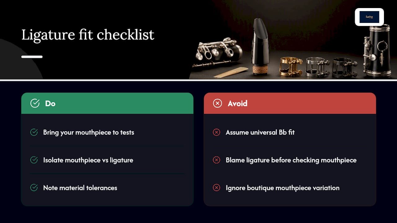 6 Step Test to Choose the Right Clarinet Ligature Will a Ligature Work With Any Clarinet or Mouthpiece? — overview diagram
