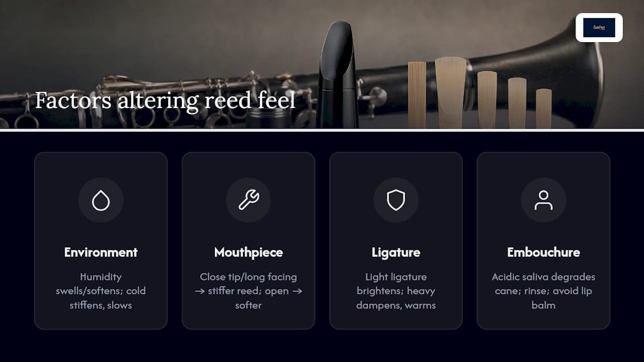 The Complete Guide to Reeds on a Clarinet How environment and equipment change the way a reed feels — overview diagram