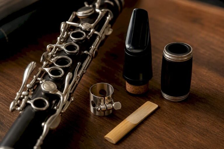 Close-up of clarinet keys and mouthpiece for altissimo playing