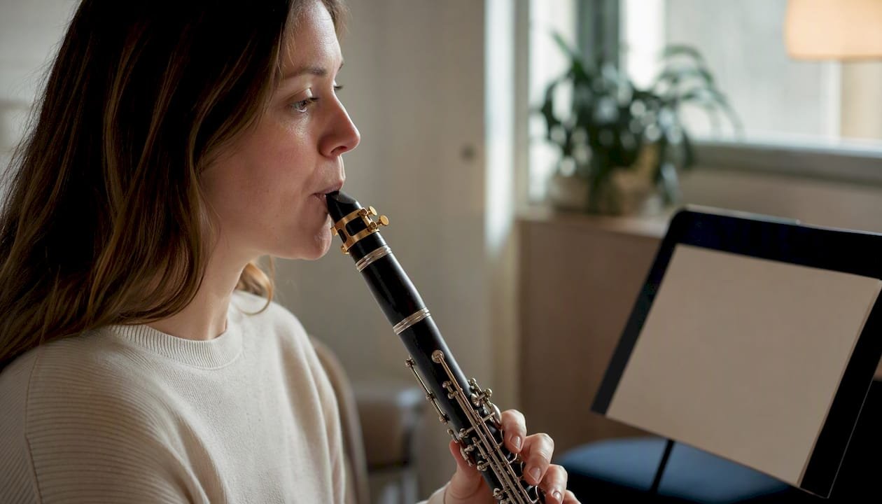 Sound Clarity Improvement Tips for Clarinetists Close-up of clarinetist embouchure shaping mouthpiece