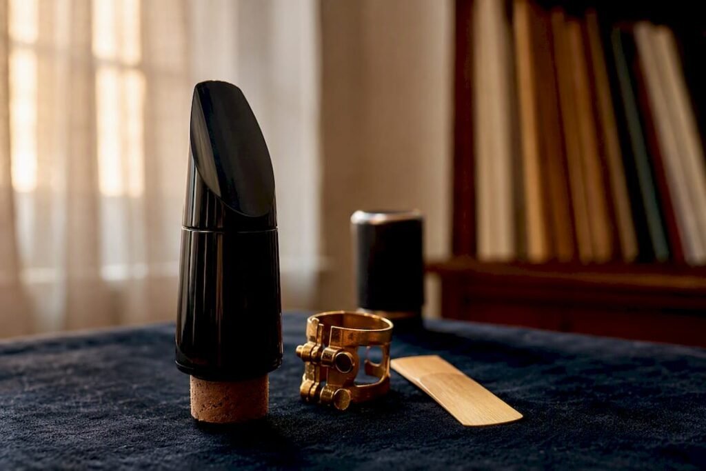 Clarinet mouthpiece with reed and ligature