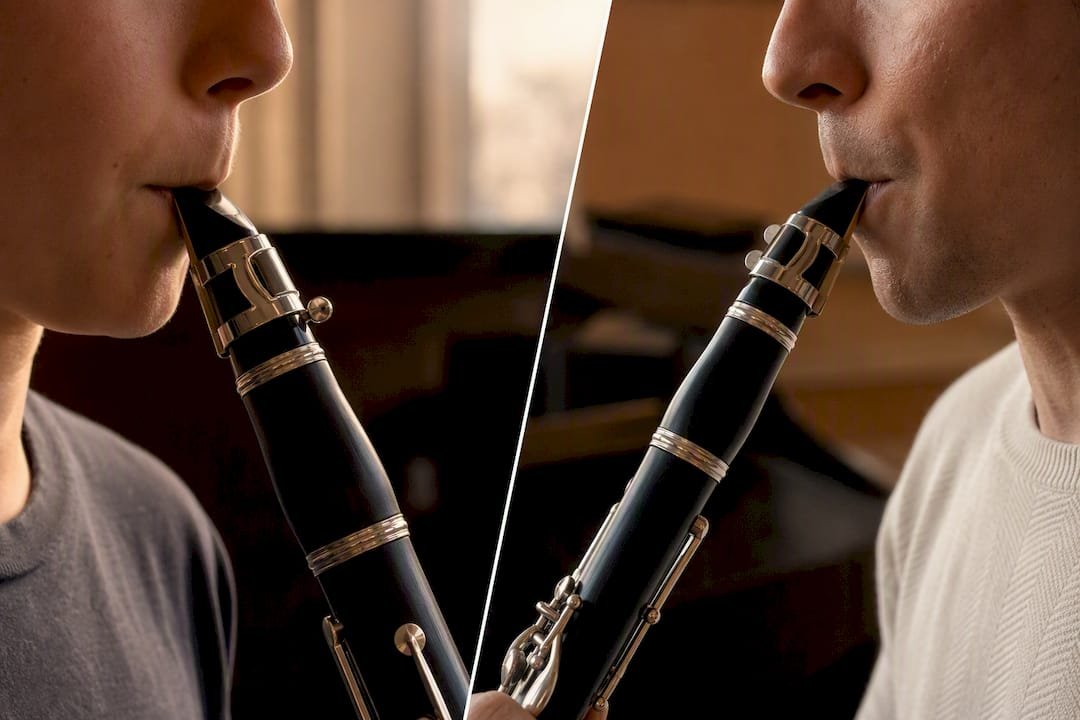 Comparing beginner and advanced clarinet embouchure