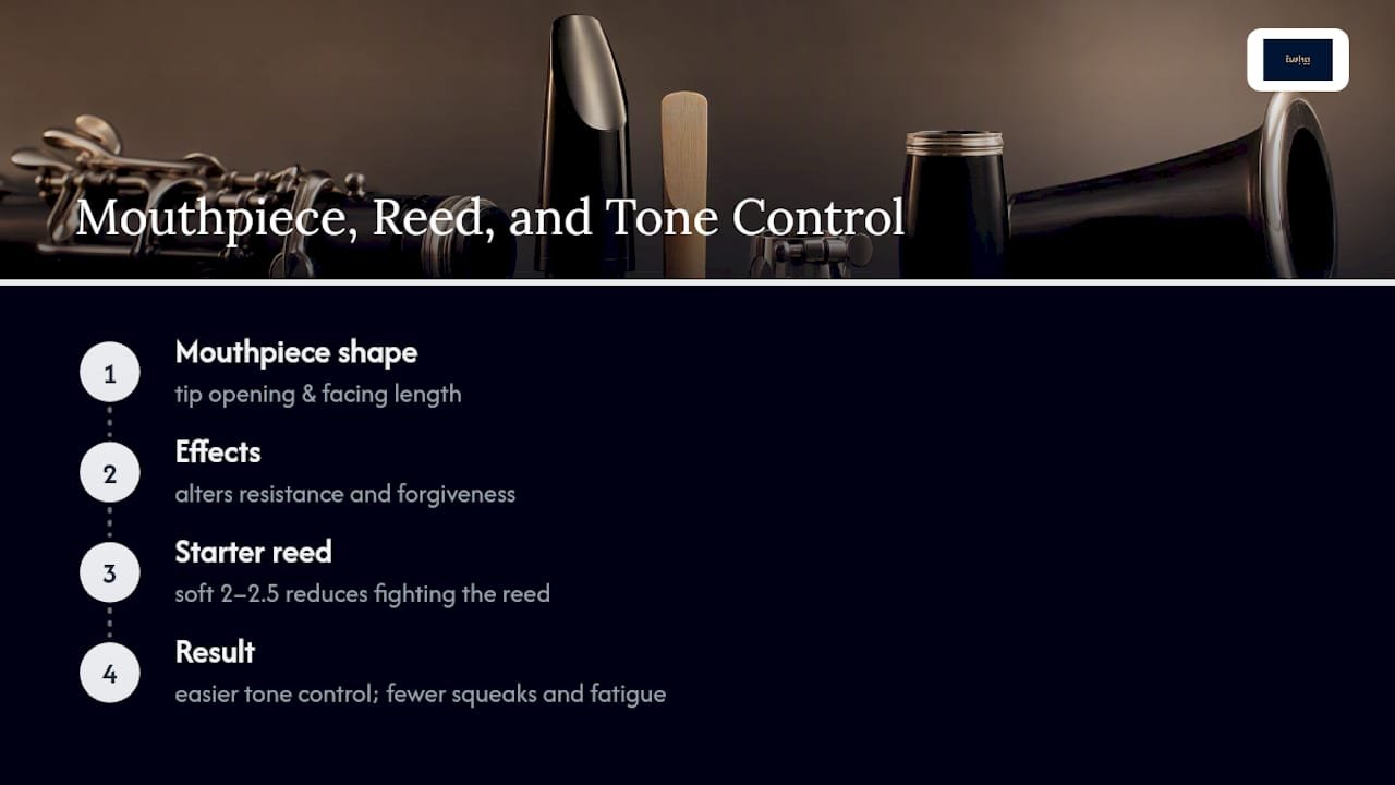 Mouthpiece features and reed matching diagram